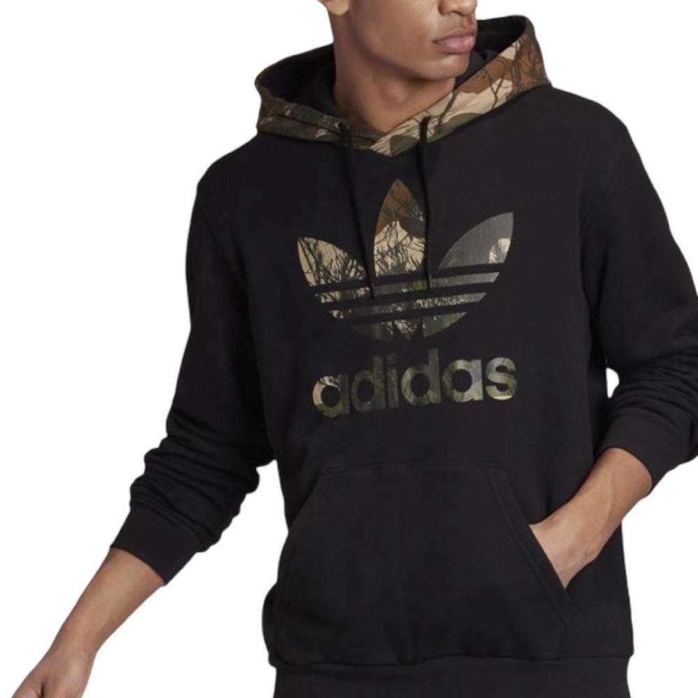 Adidas Black & Camo Hoodie | Adult Small